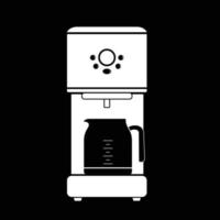 Kaffee Hersteller eben Silhouette Vektor auf schwarz Hintergrund. Silhouette Kochen elektrisch Utensil Symbol. einstellen von schwarz und Weiß Symbole zum Küche Konzept, Küche Geräte, Küche Haushaltsgeräte, Geschirr