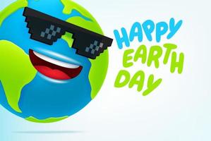 Happy Earth Day Konzept. Lustige Erde des 3d Stils mit Sonnenbrille vektor
