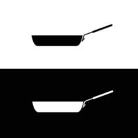 fräsning panorera silhuett platt vektor. silhuett kök redskap ikon. uppsättning av svart och vit symboler för kök begrepp. kokkärl ikon för webb. köksutrustning. vektor