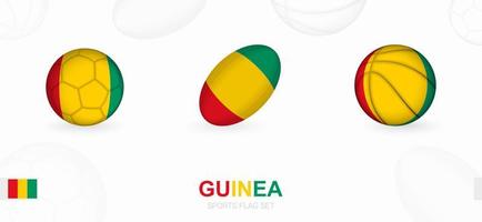 sporter ikoner för fotboll, rugby och basketboll med de flagga av guinea. vektor