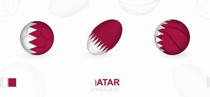 Sport Symbole zum Fußball, Rugby und Basketball mit das Flagge von Katar. vektor