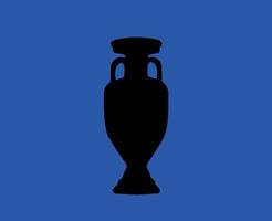 Euro 2024 Trophäe Logo schwarz Symbol europäisch Fußball Finale Design Vektor Illustration mit Blau Hintergrund