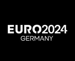 euro 2024 Tyskland logotyp officiell namn vit symbol europeisk fotboll slutlig design illustration vektor med svart bakgrund