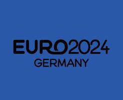 Euro 2024 Deutschland offiziell Logo Name schwarz Symbol europäisch Fußball Finale Design Illustration Vektor mit Blau Hintergrund