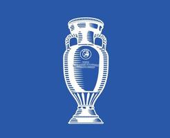 Euro Trophäe uefa offiziell Logo Symbol Weiß europäisch Fußball Finale Design Vektor Illustration mit Blau Hintergrund