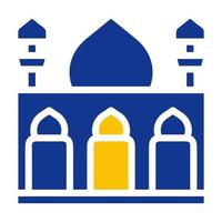 Moschee Symbol solide Blau Gelb Farbe Ramadan Symbol perfekt. vektor