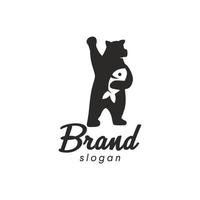 grizzly Björn lax logotyp design mall vektor