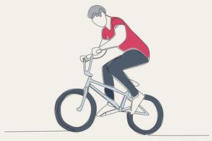 Farbe Illustration von ein Mann Reiten ein Fahrrad vektor