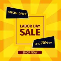 försäljning banner mall design. Labor Day Sale Specialerbjudande med gul stil för webb och sociala medier marknadsföring bästa pris i vektor