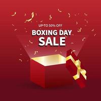 Verkauf Banner Vorlage Design. Boxing Day Sale mit Red Box, Sonderangebot für Web- und Social Media Marketing bester Preis in Vektor