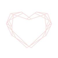 pastell rosa geometrisk hjärta. vektor översikt polygonal gräns för dekoration hjärtans dag, bröllop inbjudningar och hälsning kort