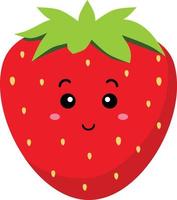süß komisch kawaii Erdbeere Obst Charakter, Karikatur Stil, isoliert auf Weiß Hintergrund vektor