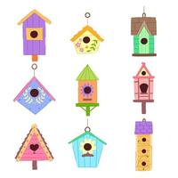 fågel hus uppsättning tecknad serie vektor illustration
