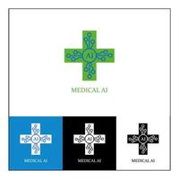medicinsk ai minimalistisk logotyp, logotyp design med flera olika variationer vektor