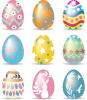 glücklich Ostern Tag. einstellen von Ostern Eier mit Textur auf ein Weiß Hintergrund. Vektor illustratio