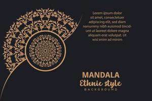 golden Luxus Mandala Hintergrund Vektor Vorlage, kreisförmig Zier Arabeske Muster zum Poster, Abdeckung, Broschüre, und Flyer. Hintergrund mit ethnisch Blumen- Mandala Element