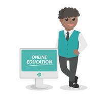 männlich Lehrer afrikanisch online Bildung vektor