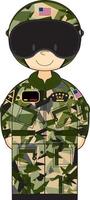 süß Karikatur USA Militär- Luftwaffe Kämpfer Pilot Charakter vektor