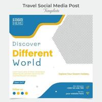 Urlaub Reise und Tourismus Platz Flyer Post Banner und Sozial Medien Post Vorlage Design vektor