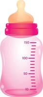 Karikatur Rosa Baby Fütterung Flasche. Vektor Illustration von Neugeborene Baby Plastik Milch Flasche mit Silikon Nippel. Illustration zum drucken, Netz, Handy, Mobiltelefon und Infografiken. Baby Dusche, Geschlecht verraten Element