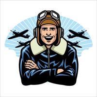 Welt Krieg Pilot lächelnd vektor