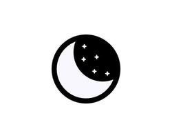 Mond und Sterne Ikone. flache Vektorillustration in Schwarz auf weißem Hintergrund. vektor