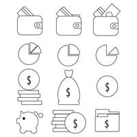 pengar finansiera och Bank ikoner packa för företag eller företag även enskild ändamål vektor