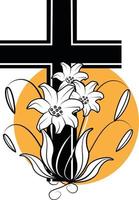Vektor Bild von ein schwarz Kreuz und Blumen