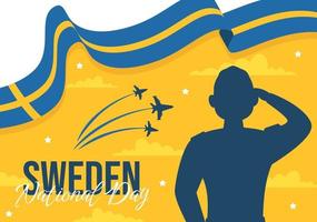 Sverige nationell dag vektor illustration på 6 juni firande med svenska flagga i platt tecknad serie hand dragen för webb baner eller landning sida mallar