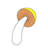 retro häftig trippy svamp. hippie psychedelic gul Färg flyga agaric svamp. hippie årgång tecknad serie hallucinogena amanita. trendig nostalgisk y2k pop- kultur design. isolerat vektor eps giftsvamp