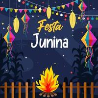 Festa Junina Feiern sind mit Laternen geschmückt vektor