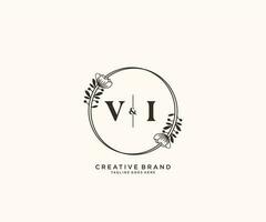 Initiale vi Briefe Hand gezeichnet feminin und Blumen- botanisch Logo geeignet zum Spa Salon Haut Haar Schönheit Boutique und kosmetisch Unternehmen. vektor
