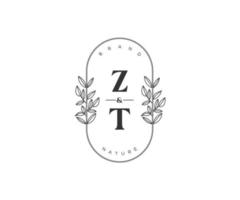 Initiale zt Briefe schön Blumen- feminin editierbar vorgefertigt Monoline Logo geeignet zum Spa Salon Haut Haar Schönheit Boutique und kosmetisch Unternehmen. vektor