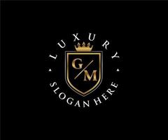 Royal Luxury Logo-Vorlage mit anfänglichem gm-Buchstaben in Vektorgrafiken für Restaurant, Lizenzgebühren, Boutique, Café, Hotel, Heraldik, Schmuck, Mode und andere Vektorillustrationen. vektor