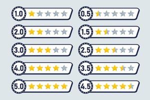Bewertung Sterne fünf Rezension Symbol Symbol Qualität von Produkt Bedienung im Kunden Einkaufen Webseite Feedback Bewertung Vorlage vektor