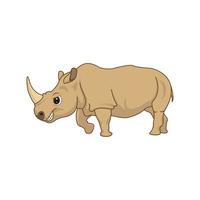 söt noshörning i tecknad serie stil isolerat. noshörning maskot på vit bakgrund illustration vektor