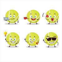 Tennis Ball Karikatur Charakter mit verschiedene Typen von Geschäft Emoticons vektor