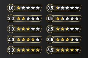 uppsättning betyg stjärnor recension ikon symbol kvalitet service kunder respons mörk guld Betygsätta mall design element vektor