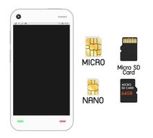 smartphone med sim-kort och micro sd-kort vektor