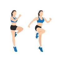 kvinna håller på med kraft hoppar över träning. platt vektor illustration isolerat på vit bakgrund