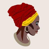 Vektor isoliert weiblich Profil. Porträt von schön afrikanisch Frau.