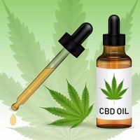 Cannabidiol oder CBD-Öl mit Marijuanna-Blatt vektor