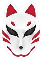 Japan Fuchs Kitsune Maske auf weißem Hintergrund vektor