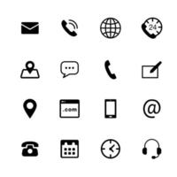 Wichtige Kontaktsymbole für mobile Web-Apps, E-Mail, Nachricht, Anruf, Kundenbetreuung, Standortvektor-Symbolpaket