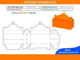 Aufhänger und Tücher Verpackung Box sterben Schnitt Vorlage und 3d Vektor Datei Box Dieline und 3d Box