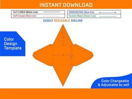 förmån låda eller pyramid gåva låda fyrkant storlek Död linje mall och 3d låda Färg design mall vektor