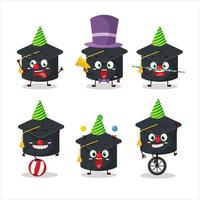 Karikatur Charakter von Hochschule Hut mit verschiedene Zirkus zeigt an vektor