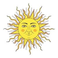 farbige Sonne mit menschlichem Gesichtssymbol. Vektorillustration. vektor