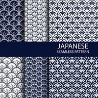Satz traditionelles japanisches nahtloses Muster in der Indigofarbe vektor