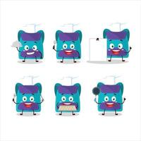 Karikatur Charakter von Blau Tasche mit verschiedene Koch Emoticons vektor
